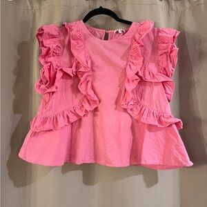 TCEC  Bright Pink Ruffle Tank Top